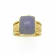 Blue Chalcedony Wire Edge Repoussé Ring