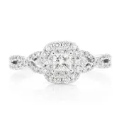 0.75ctw Solitaire Halo Twisted Shank Ring