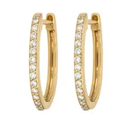 14K Classic Small Oval Pave Hoops