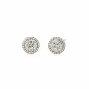 14K White Gold Diamond Cluster Post Earring Studs