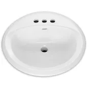 0491.019.020 American Standard Rondalyn 0491019 Vitreous China 4" Centers 3-Hole Round Self-Rimming Countertop Lavatory Sink, White