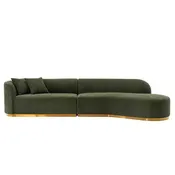 131.89" Daria Linen Upholstered Sofa Sectional with Pillows - Manhattan