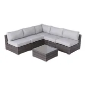 4 Person Seating Set With Cushions - Brown / Gray