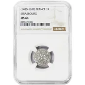 1480-1639 France 1 Kreuzer Strasbourg NGC MS64 Top Pop Finest Known Medieval Coin