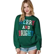 Merry And Bright Cable Knit Pullover Sweatshirt