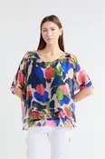 Adriana Matisse 3/4 Slv Silk Double Raw Edge Top (BQ209M)