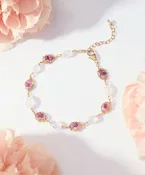 Rose mix & moonstone bracelet #5562-G — Michelle Pressler Jewelry