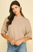 ABIGAIL SWEATER TOP ~ WARM TAUPE