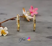 14K Yellow Gold Hoop Earrings with Round Brilliant Diamonds