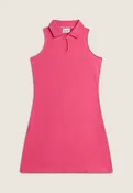 Abito Bambina Senza Maniche in Piquet con Collo a Camicia