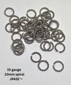 15 gauge stainless steel spiral jump rings 10mm – 50pcs