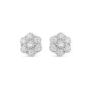 0.70 Ct White Gold Bezel Set Diamond Flower Stud Earrings