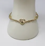 10K Heart Charm Chain bracelet #WQCC73