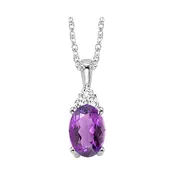 10K White Gold Amethyst Diamond Pendant