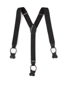 Black Leather Button End Suspenders
