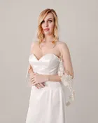 Champagne Floral Lace Fingertip Veil V101 | Sira D’ Pion |