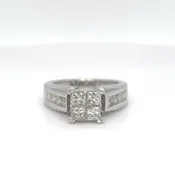 10KW 1.20CTW PRINCESS CUT DIAMOND ENGAGEMENT RING SI2/I-J 4.4G