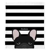 Black French Bulldog on Black Stripes | Frenchie Blanket