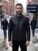 Men’s Black Contrast Stitch Utility Jacket