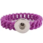 12MM Wide Thin Purple Silicone Stretch Snap Jewelry Bracelet fits 18/20MM Snap