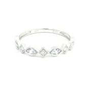 10K White Gold Aquamarine and Diamond Stackable Band