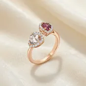 14K Rose Gold Toi et Moi Ring – Pink Tourmaline, Morganite & Diamond Accents