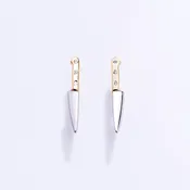 14K Gold Plated & CZ Butcher Knife Stud Earrings