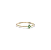 14k Beaded Emerald Ring