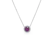 1.00 Carats Natural Diamond and Lab Grown Ruby Halo Pendant