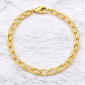 24k Gold Filled Textured Oval Link Charm Bracelet Base - D.I.Y. - BUILD YOUR CHARM BRACELET!