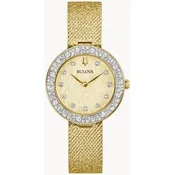 Bulova Crystal Champagne Dial Gold Accent Watch