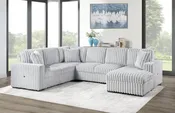3PC CORDUROY SECTIONAL IN GRAY/BLACK