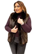 Beaver Fur Vest with Sheared Beaver Fur Trim