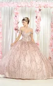 May Queen LK153 - Beaded Appliqued Off Shoulder Ballgown