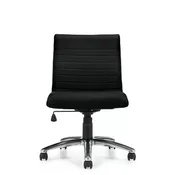 21" x 24.5" x 38" Low Back Armless Luxhide Tilter Conference Chair with Aluminum Base