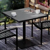 Outdoor Patio Bistro Dining Table with Faux Teak Poly Slats