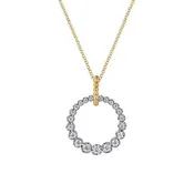 14K White and Yellow Gold Diamond Bujukan 20mm Drop Necklace