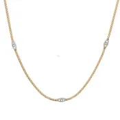 14K Gold Two-Tone Popcorn Diamond Station Necklace