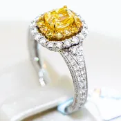 Custom Fancy Yellow Diamond Center Stone Ring - 14K White Gold & 14K Yellow Gold