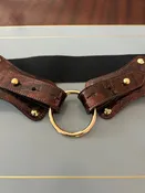 Claiborne Belt in Brown Faux Croc Patent with Black Strap