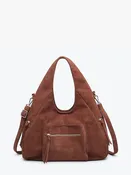 Heidi Faux Suede Hobo - Brown