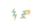 Blue Lightning Enamel Yellow Gold Plated Girl's Stud Earrings