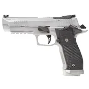 P226, 9MM, 5IN, X-FIVE, STAINLESS FINISH, SAO, BLACK G10, (3) 20RD STEEL MAG, MAGWELL, CUSTOM WORKS
