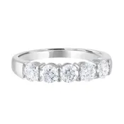14K White Gold 5 Stone 1.50ct Diamond Band