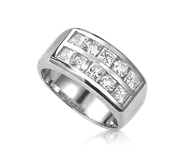 Large Men's Ring with Square &amp;amp; Round Diamonds