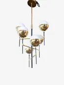 1950's Light fixture in the Style of Stilnovo with Brass and Six Glass Globes