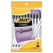BIC Cristal Xtra Smooth Medium Point Black Ballpoint Pen, 10 Count (68271)