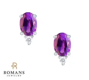 Amethyst Diamond Earrings 14K White Gold 1.44CTW