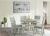 Amherst White Round Dining Table with 4 Dining Chairs
