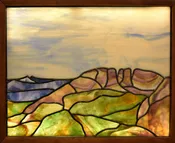 Horsetooth Mountain Custom Stained Glass Window — Mountain Edge Refined Glass